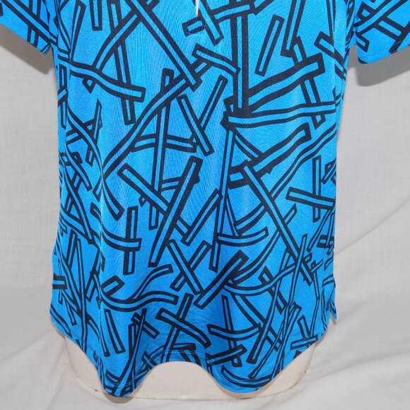 Jamie Sadock Womens L Blue Black Abstract 1/4 Zip Golf Polo Shirt - Picture 5 of 16